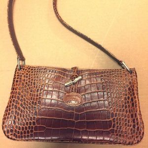 LONGCHAMP Roseau Crocodile Embossed Leather Bag